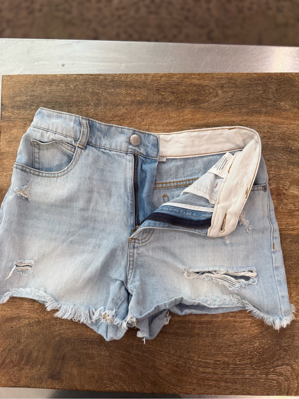 Stella McCartney Light Blue Distressed Luxury Denim Shorts